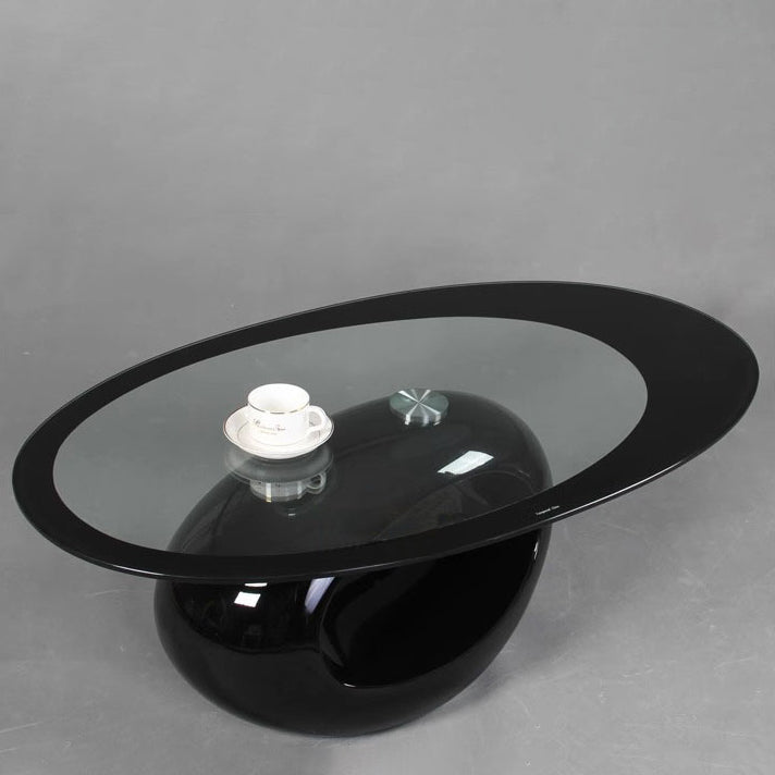Modern Oval Hollowed Glass Plastic End Table