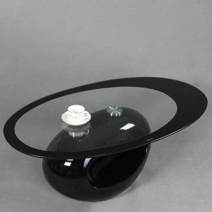 Modern Oval Hollowed Glass Plastic End Table
