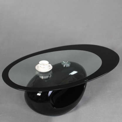 Modern Oval Hollowed Glass Plastic End Table