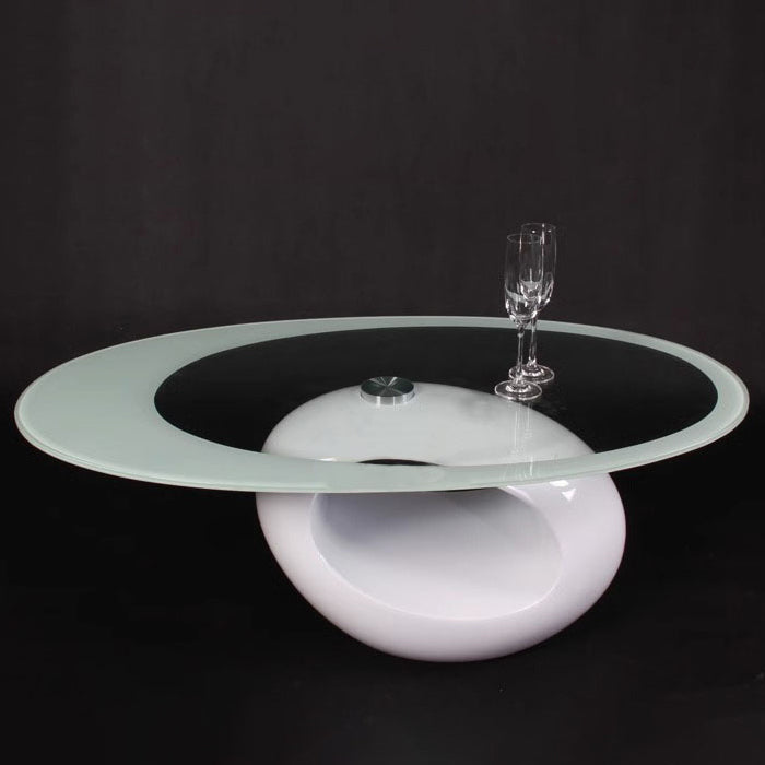Modern Oval Hollowed Glass Plastic End Table