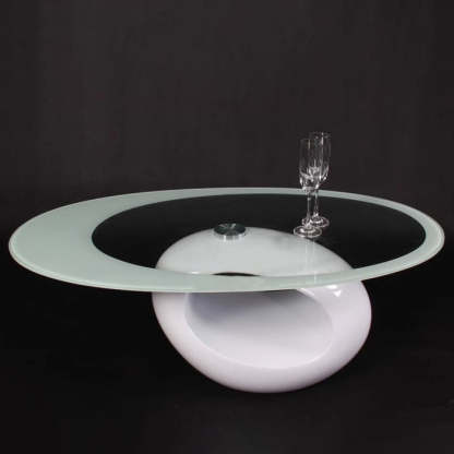 Modern Oval Hollowed Glass Plastic End Table