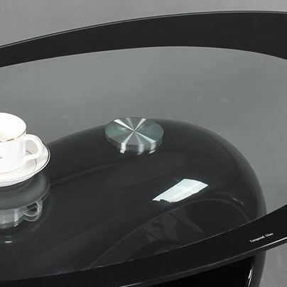 Modern Oval Hollowed Glass Plastic End Table — B / Black