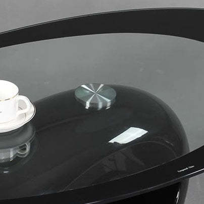 Modern Oval Hollowed Glass Plastic End Table — B / Black