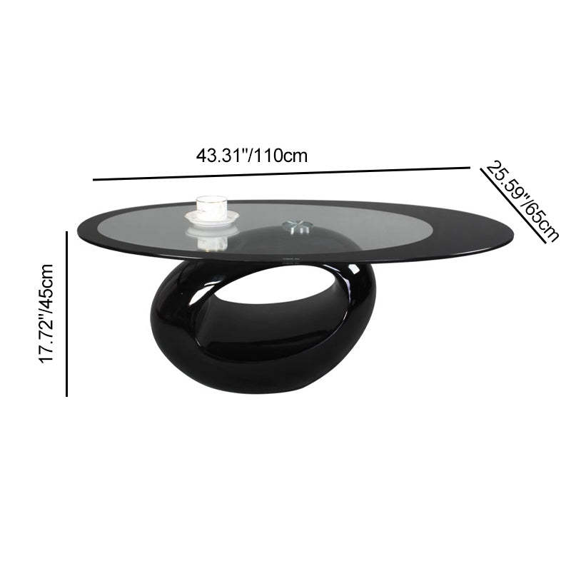Modern Oval Hollowed Glass Plastic End Table — B / White