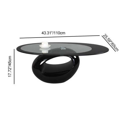 Modern Oval Hollowed Glass Plastic End Table — B / White