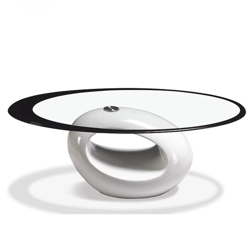 Modern Oval Hollowed Glass Plastic End Table