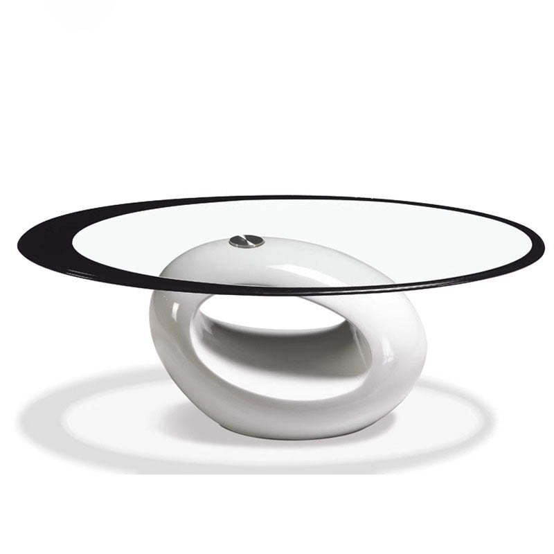 Modern Oval Hollowed Glass Plastic End Table