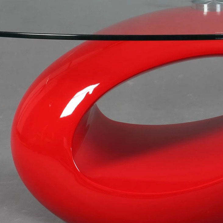 Modern Oval Hollowed Glass Plastic End Table — B / Red