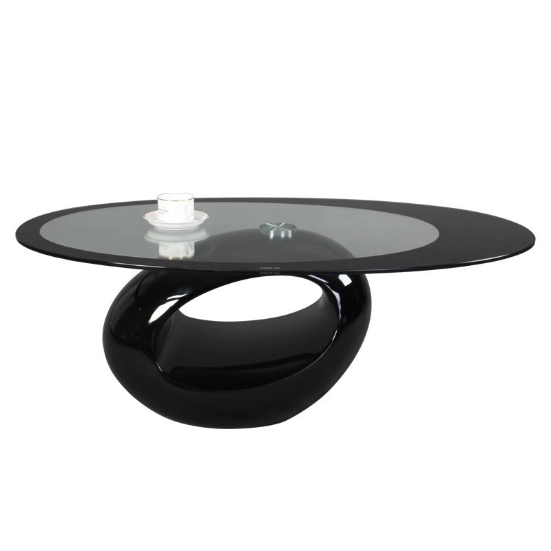 Modern Oval Hollowed Glass Plastic End Table
