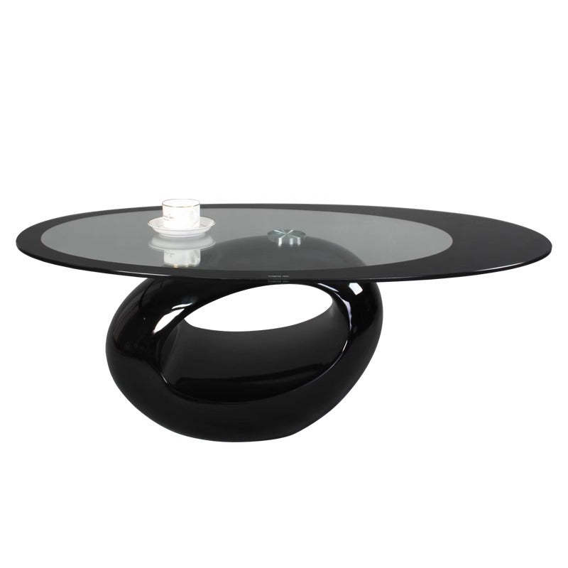 Modern Oval Hollowed Glass Plastic End Table