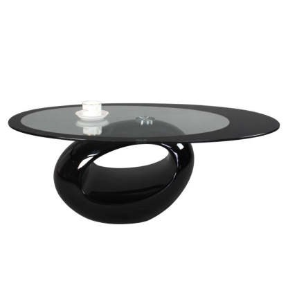 Modern Oval Hollowed Glass Plastic End Table
