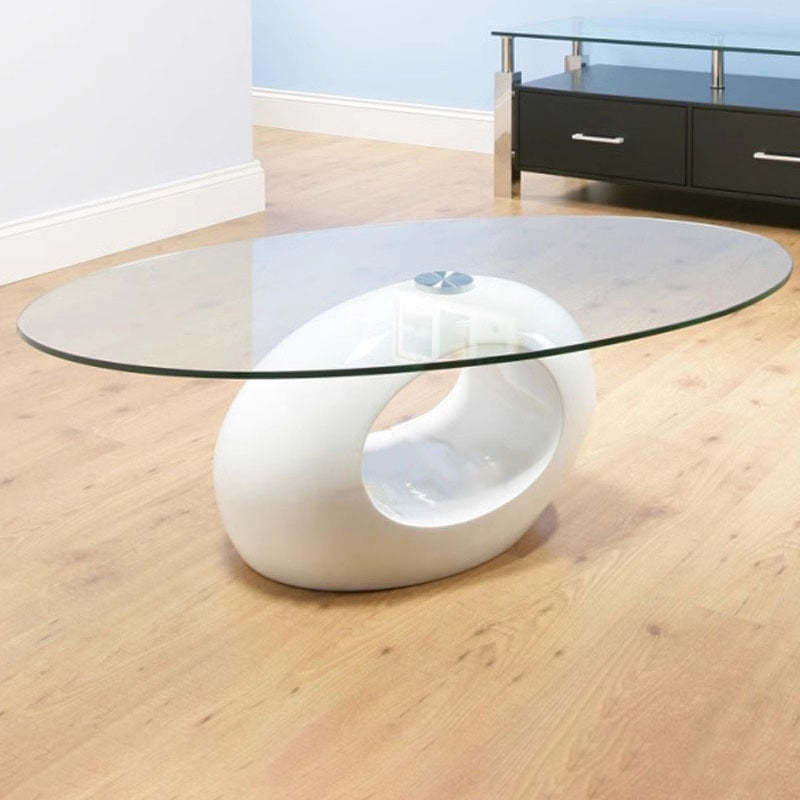 Modern Oval Hollowed Glass Plastic End Table