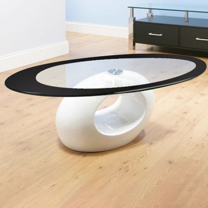 Modern Oval Hollowed Glass Plastic End Table — A / Red