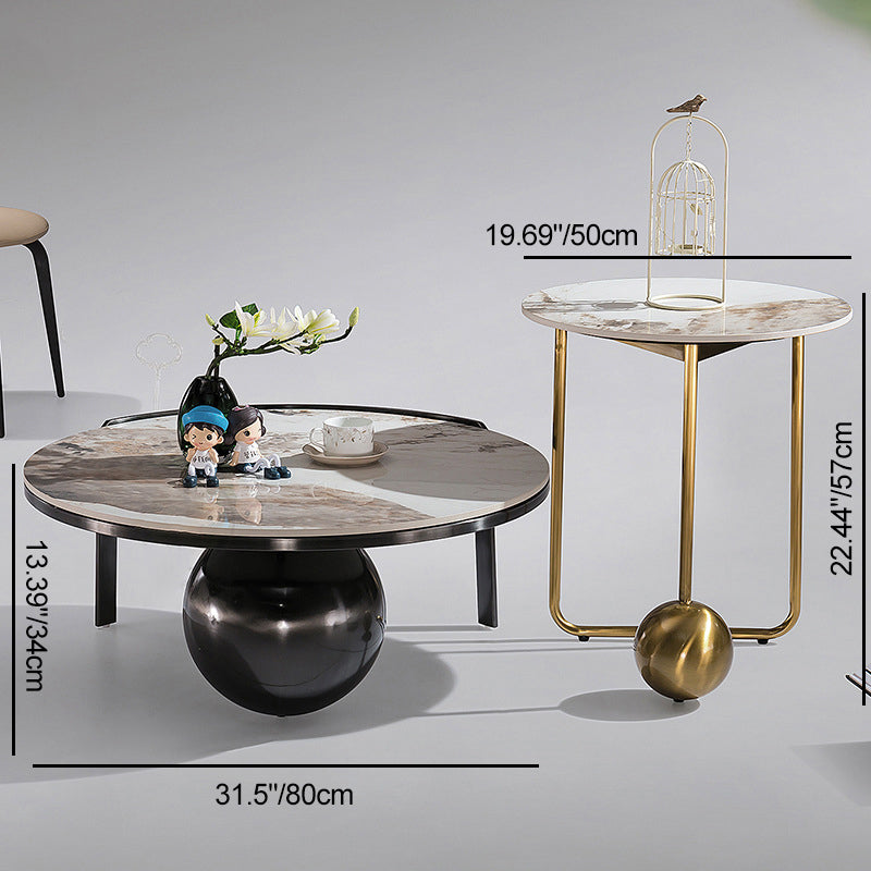 French Orb Marble Steel End Table