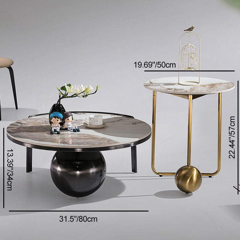 French Orb Marble Steel End Table