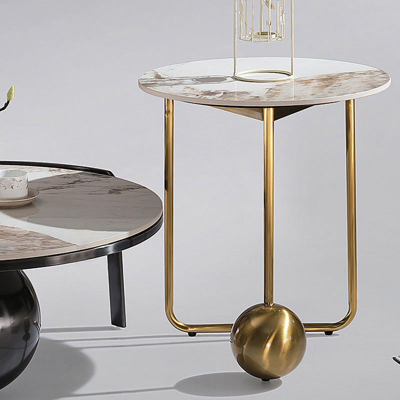 French Orb Marble Steel End Table