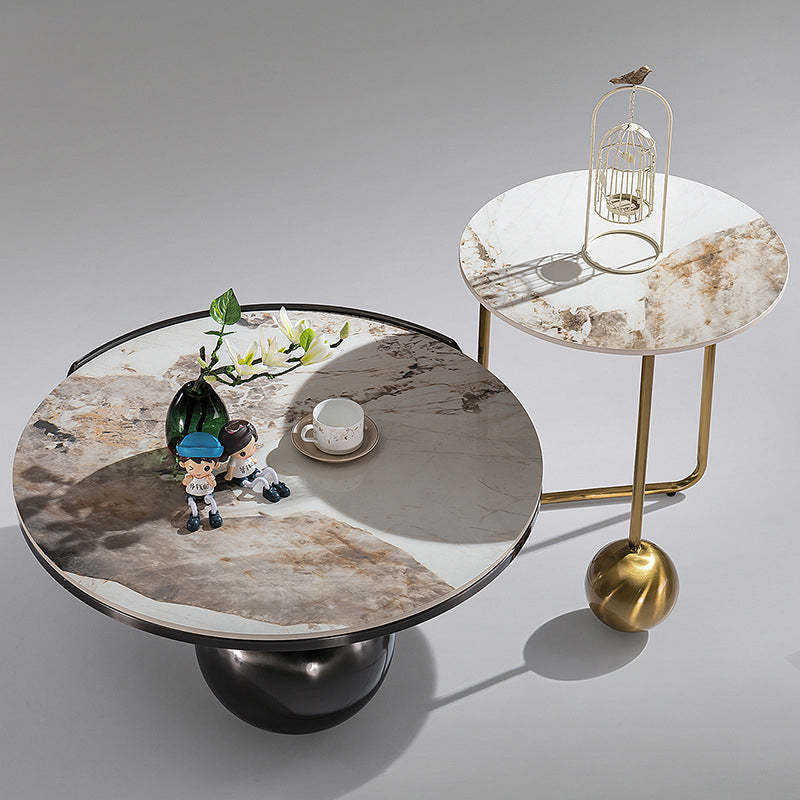 French Orb Marble Steel End Table