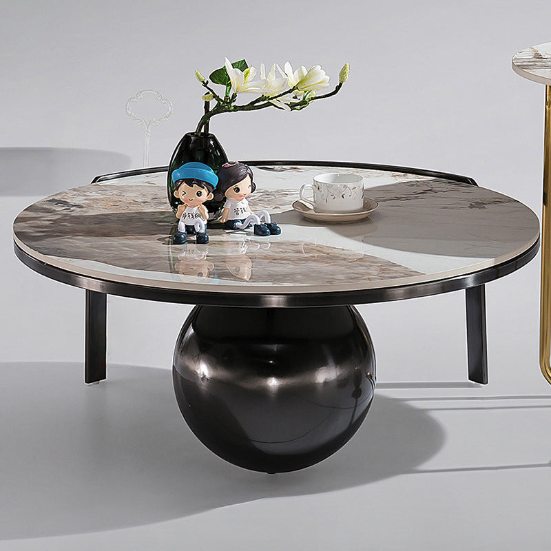 French Orb Marble Steel End Table