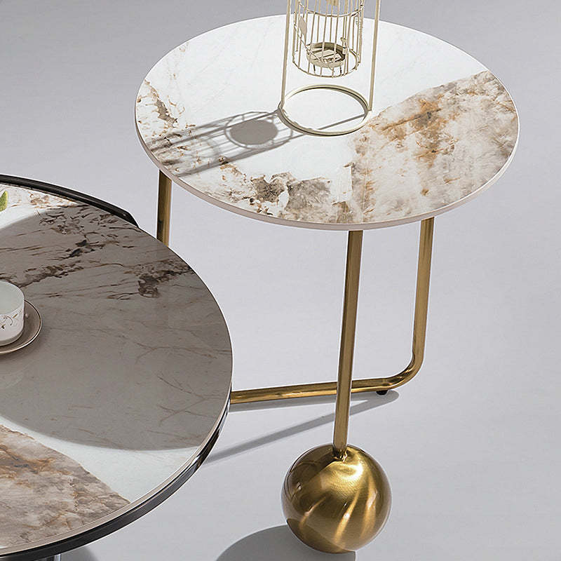 French Orb Marble Steel End Table