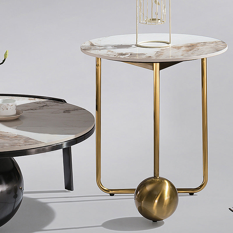 French Orb Marble Steel End Table