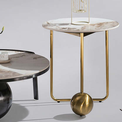 French Orb Marble Steel End Table