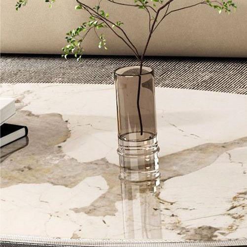 Contemporary Oval Ball Marble Metal End Table