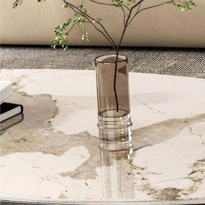 Contemporary Oval Ball Marble Metal End Table