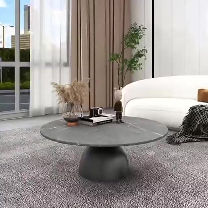 Scandinavian Semicircle Rock Slab End Table
