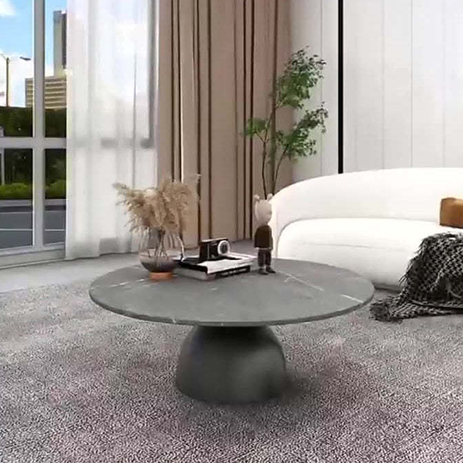 Scandinavian Semicircle Rock Slab End Table — Black & White