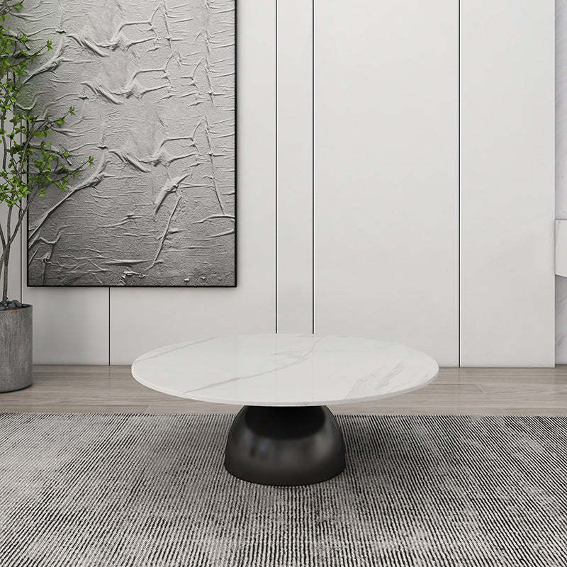 Scandinavian Semicircle Rock Slab End Table — Gold & White