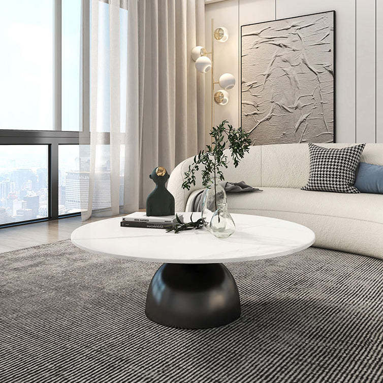 Scandinavian Semicircle Rock Slab End Table