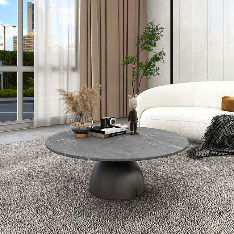 Scandinavian Semicircle Rock Slab End Table