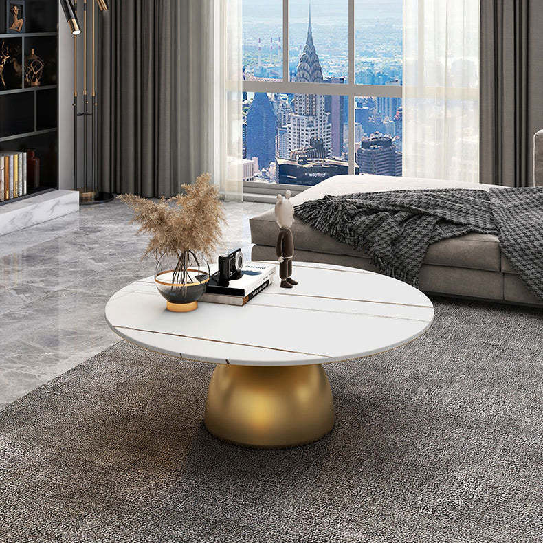 Scandinavian Semicircle Rock Slab End Table