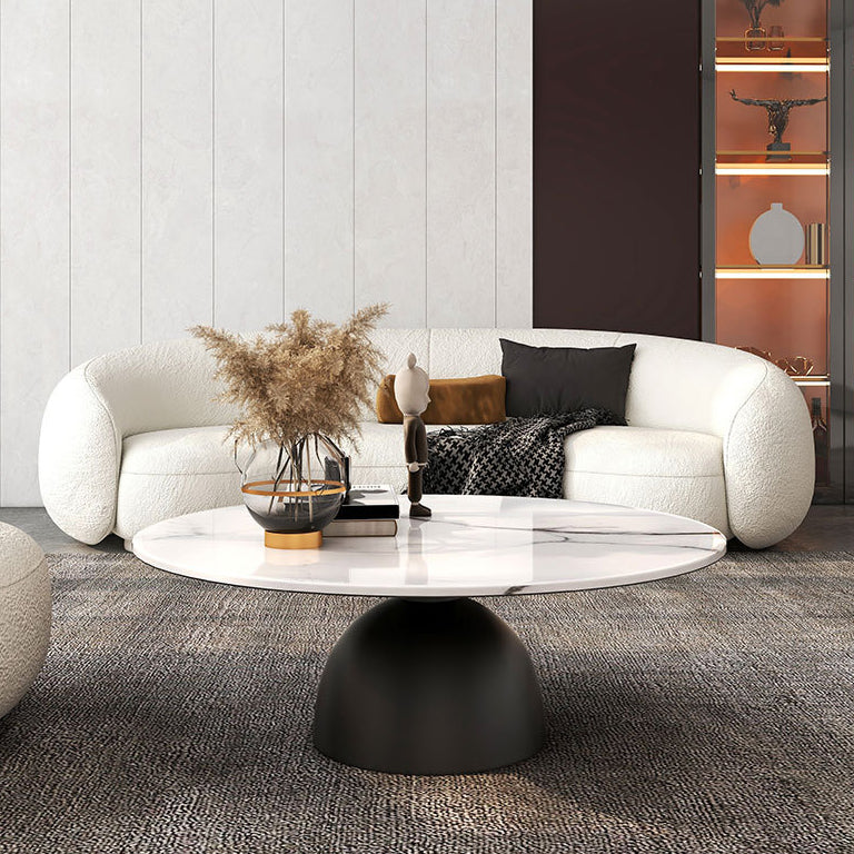 Scandinavian Semicircle Rock Slab End Table
