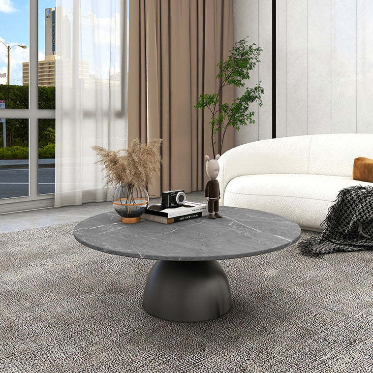 Scandinavian Semicircle Rock Slab End Table