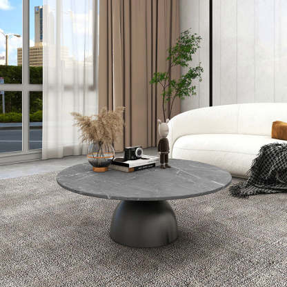 Scandinavian Semicircle Rock Slab End Table