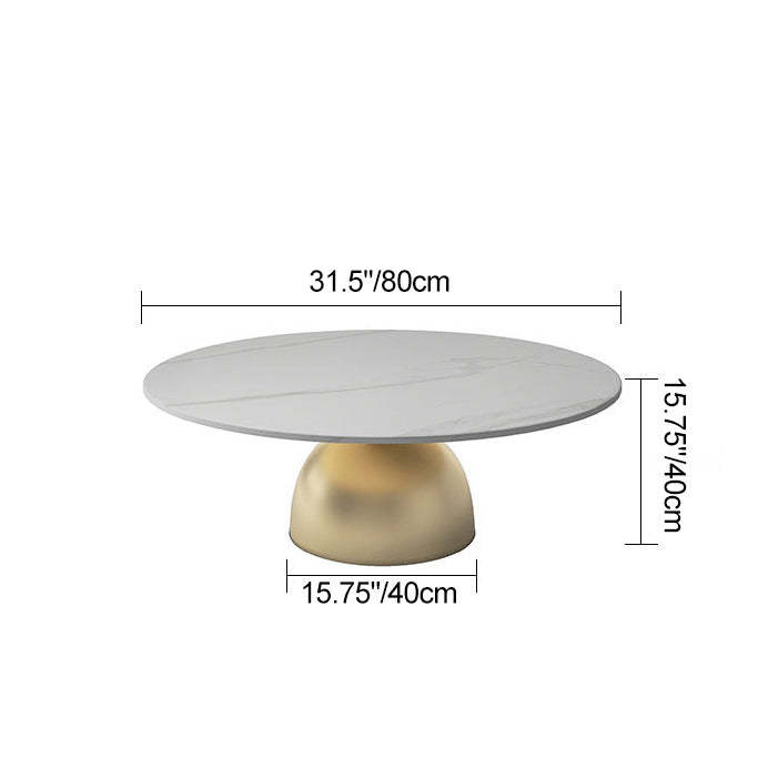 Scandinavian Semicircle Rock Slab End Table — Gold & Black
