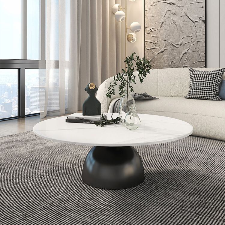 Scandinavian Semicircle Rock Slab End Table — Black & Black