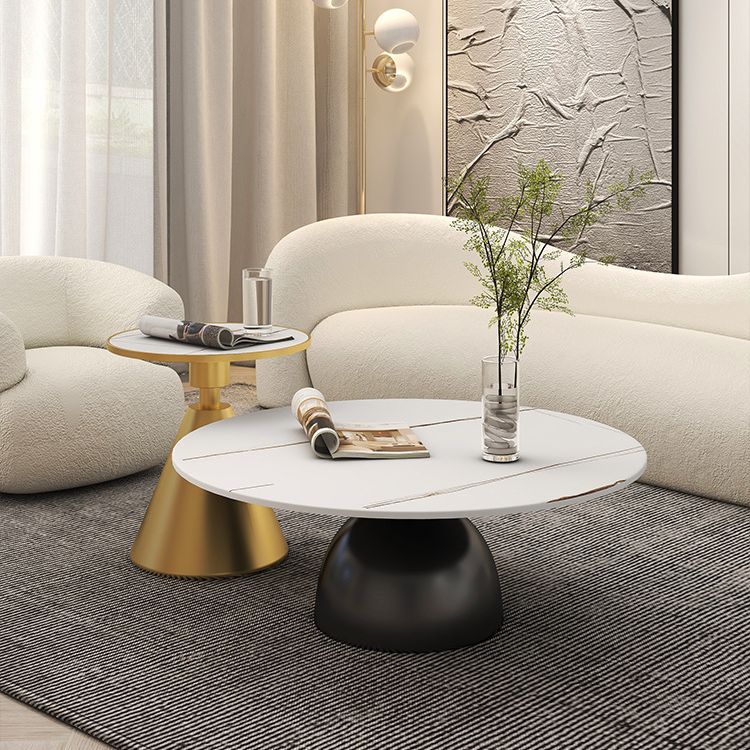 Scandinavian Semicircle Rock Slab End Table