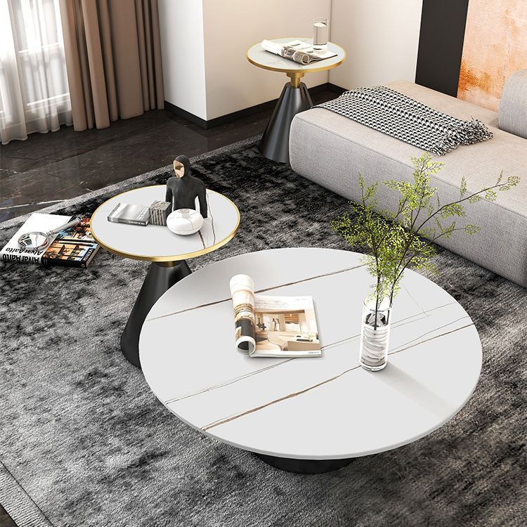 Scandinavian Semicircle Rock Slab End Table