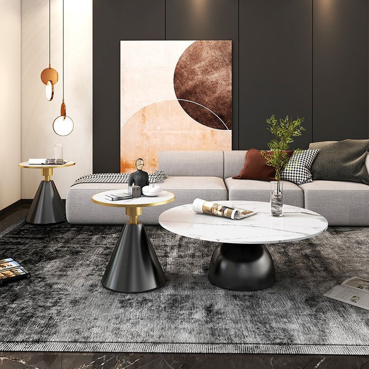 Scandinavian Semicircle Rock Slab End Table