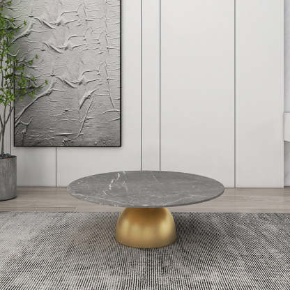 Scandinavian Semicircle Rock Slab End Table