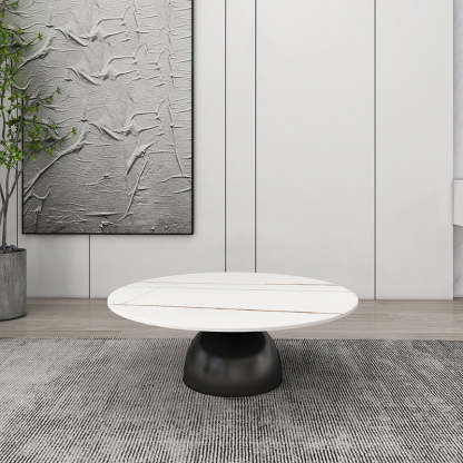 Scandinavian Semicircle Rock Slab End Table