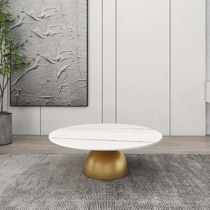 Scandinavian Semicircle Rock Slab End Table