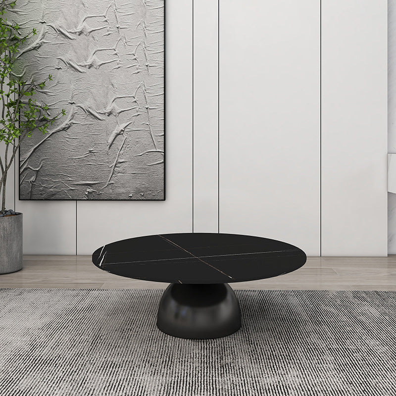 Scandinavian Semicircle Rock Slab End Table