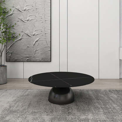 Scandinavian Semicircle Rock Slab End Table