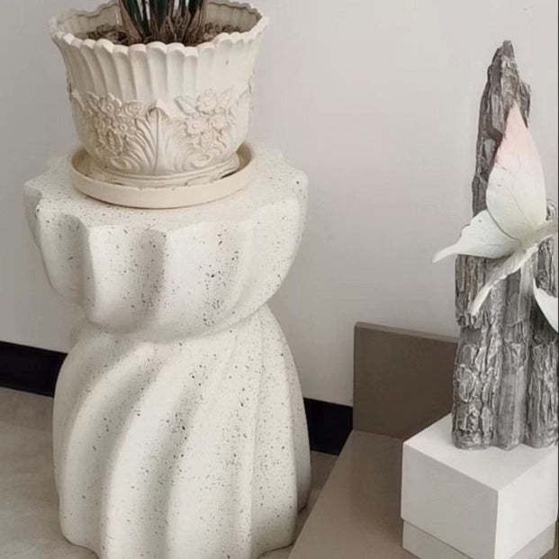 Lotus Distressed Stone End Table