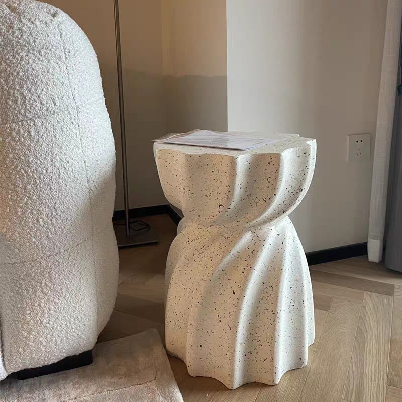 Lotus Distressed Stone End Table