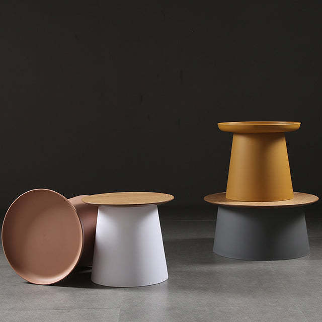 Minimalist Disc Round End Table — B / White