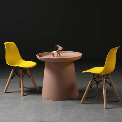 Minimalist Disc Round End Table — A - Wood / Gray
